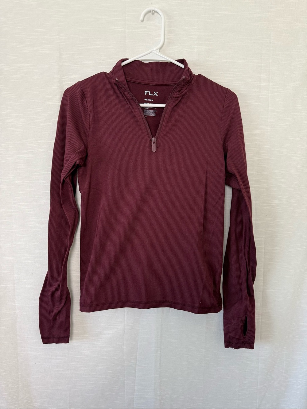 FLX Maroon Half-Zip Long Sleeve Top